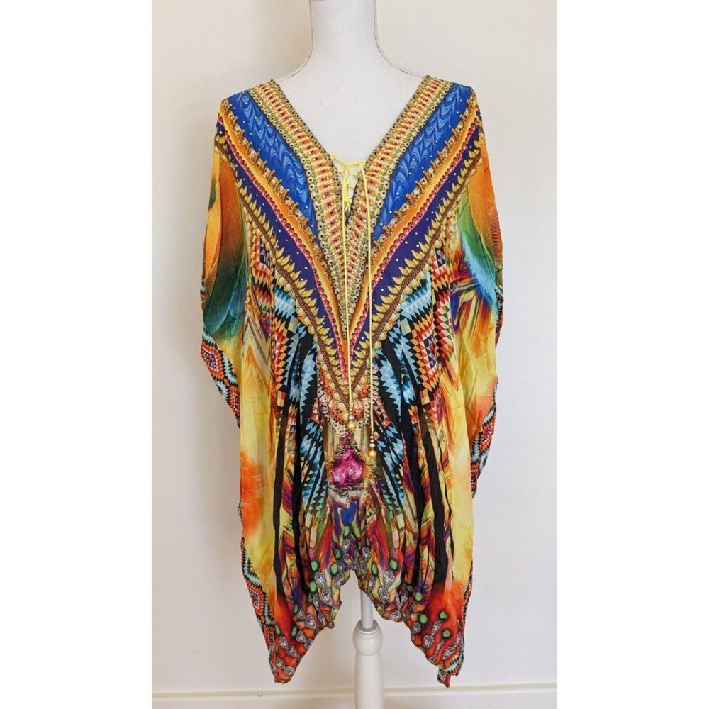 Vizcosa Embellished Silk Kaftan - Picture 1 of 8